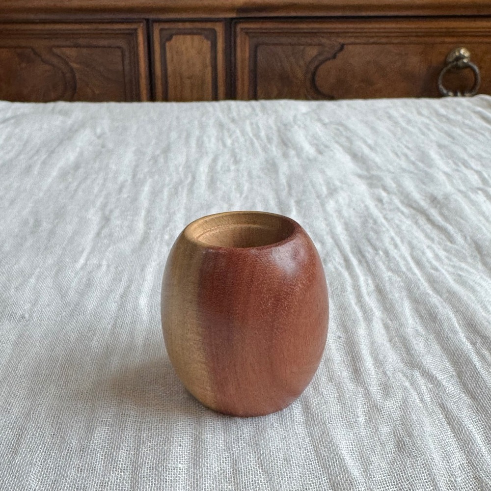 Carob‎ Wood Holder '97 Small Vessel Trinket Dish Vase Bud Bowl Signed